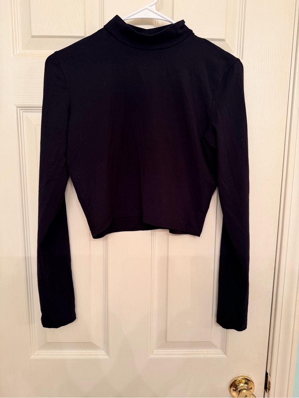 Zara Black Long-Sleeve Mock Neck Crop Top